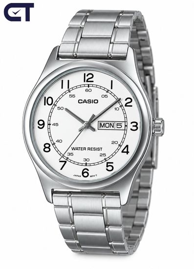 CASIO MTP-V006D-7B2 CASIO Collection мужские наручные часы — светлый циферблат, индикация даты и классический стальной браслет