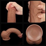 Реалистичный фаллоимитатор Lovetoy King Sized Sliding Skin (29×5,4 см) коричневый с двойной плотностью