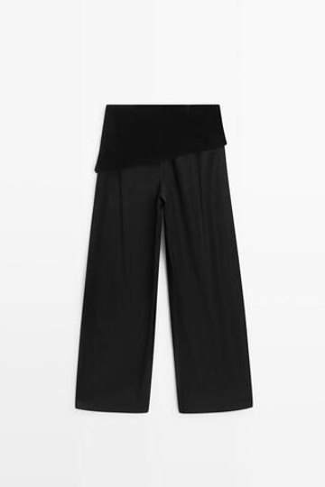 Massimo Dutti Широкие брюки с поясом, черный