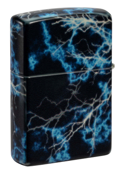 Зажигалка Zippo Lightning с покрытием Glow In The Dark Green, латунь/сталь, черная, 38x13x57 мм