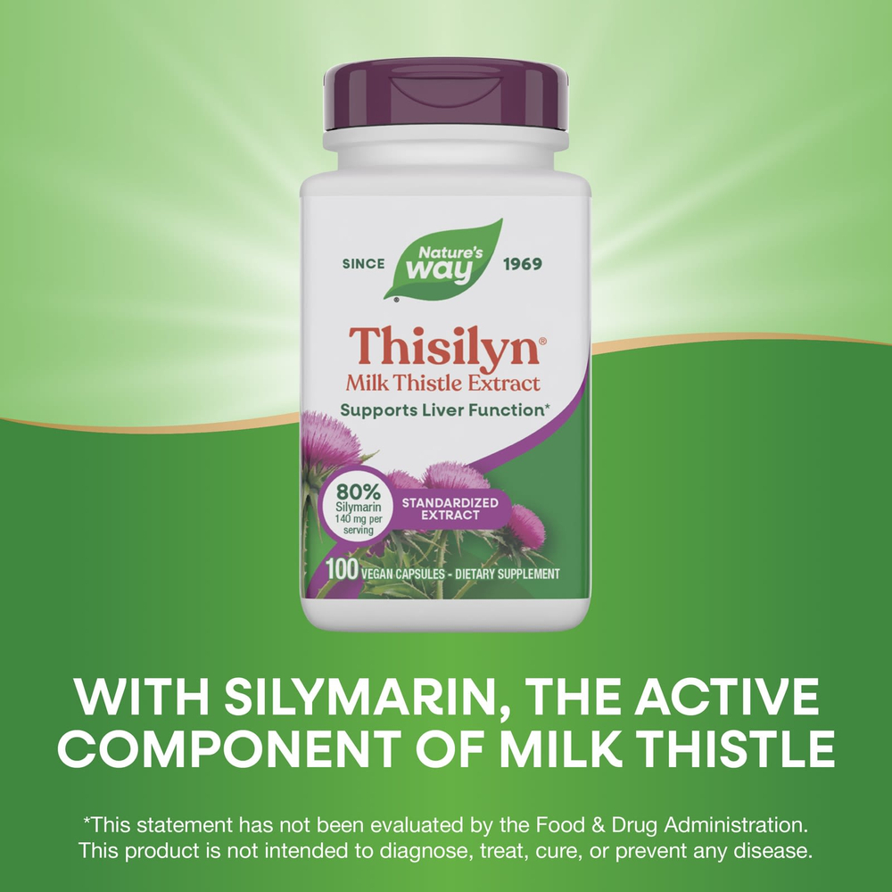 Nature's Way, Thisilyn®, экстракт расторопши, 100 веганских капсул (175 мг в 1 капсуле)