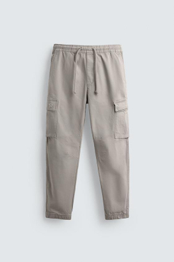 ZARA БРЮКИ КАРГО SLIM FIT, СВЕТЛО-СЕРЫЙ