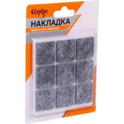 Накладка защитная для мебели 25*25*3 мм, 18 шт, цвет серый, квадратная Селфи