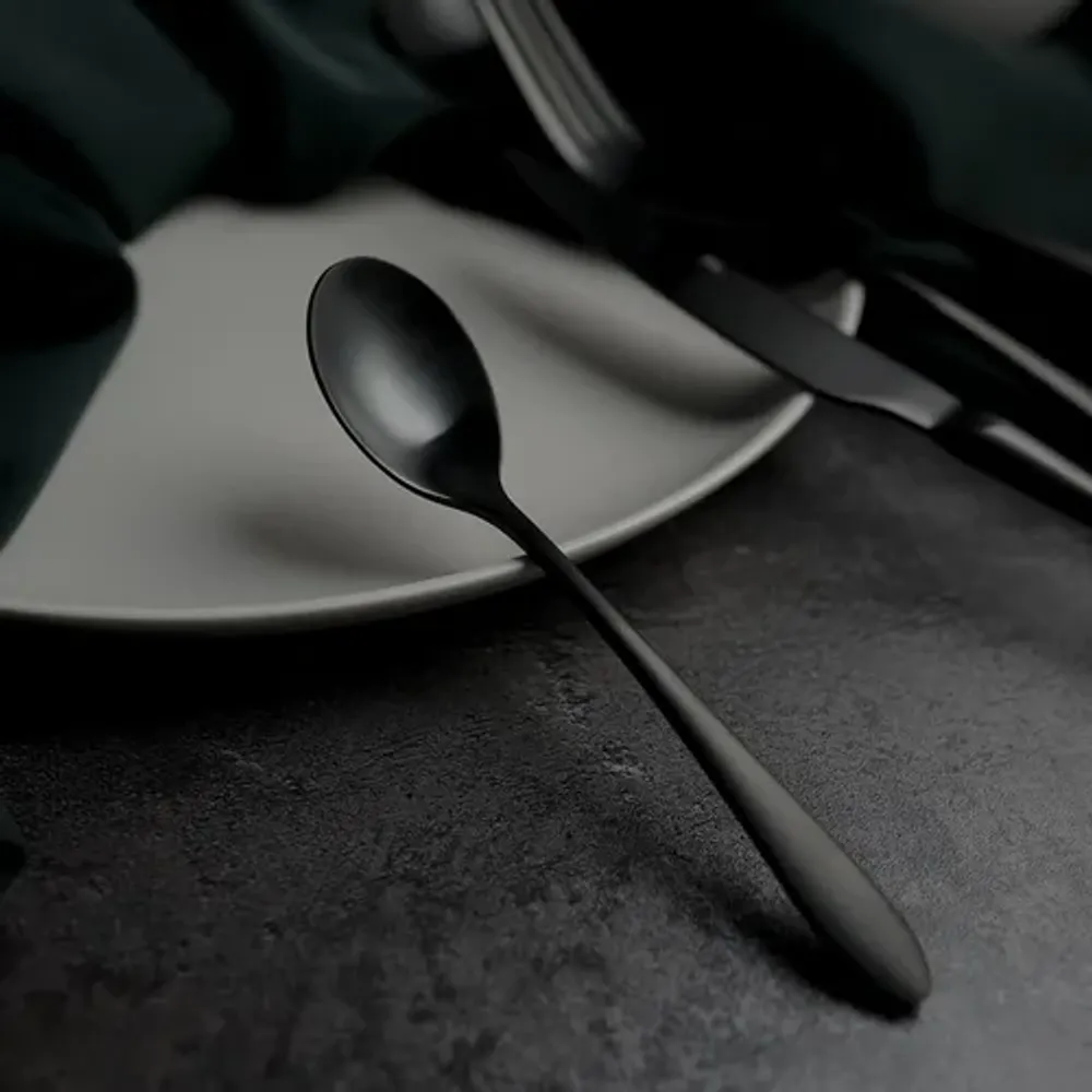 Ложка чайная 14,3 см матовая черный цвет PVD Alessi-Black P.L. [12]