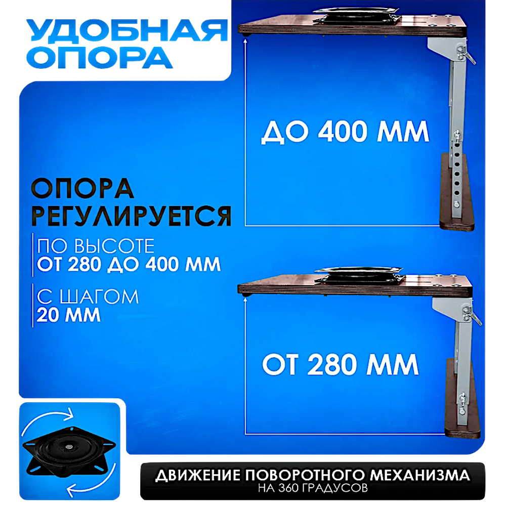 Складное кресло Патриот Мягкое с поворотным механизмом + Опора без занижением рег. складн. с фан. основ. на ЛТР Цвет в Ассортименте