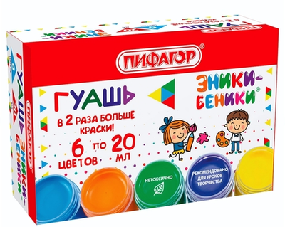 Гуашь 6цв. по 20мл. "Эники-беники New" (Пифагор)