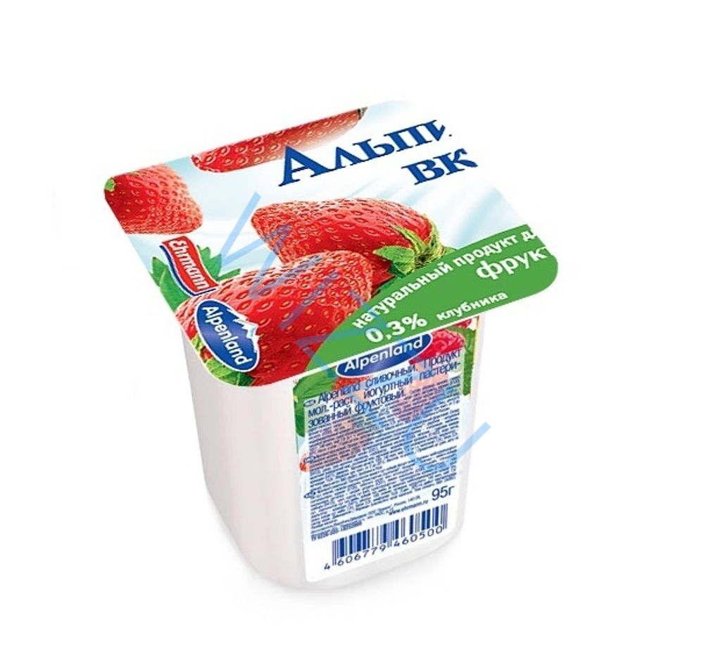 Йогурт Альпенланд 7,5% сливочный 24х95г Клубника/Ананас, шт