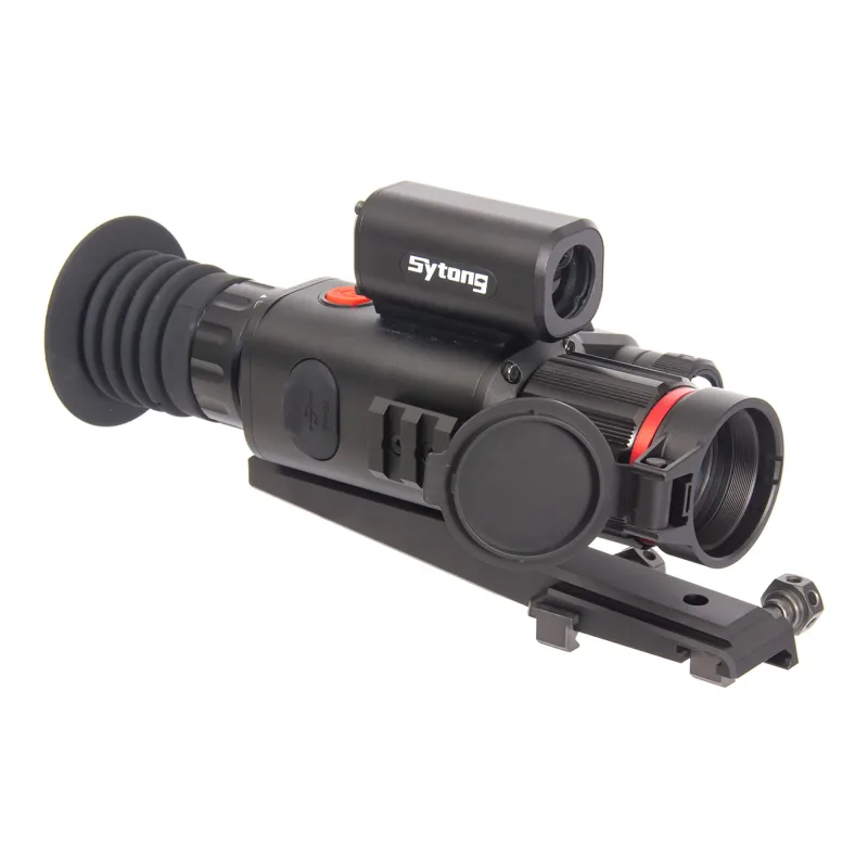 Прицел Sytong HT-70LRF 5-20 день/ночь, 940нм, дальномер - вид справа, закрытая крышка объектива