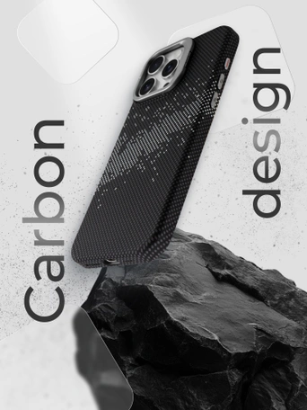 Чехол накладка iPhone 15 Pro Max 6.7" Gurdini Carbon Design (Magsafe & Lense holder) Galaxy Black