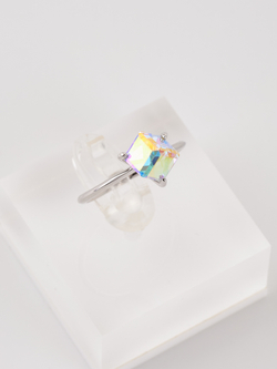 Кольцо Миражи тонкое с кристаллом-хамелеоном Swarovski