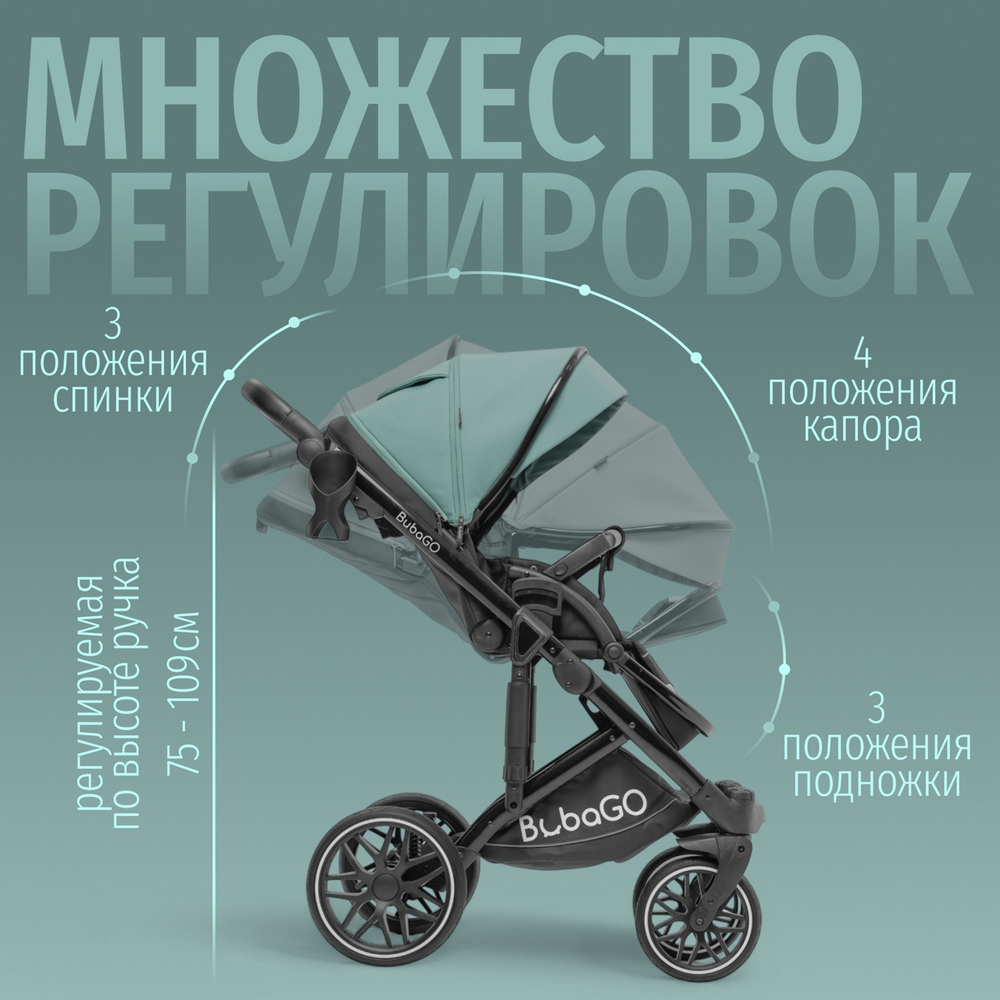 Коляска модульная 3в1 Bubago Pellegrino зеленый