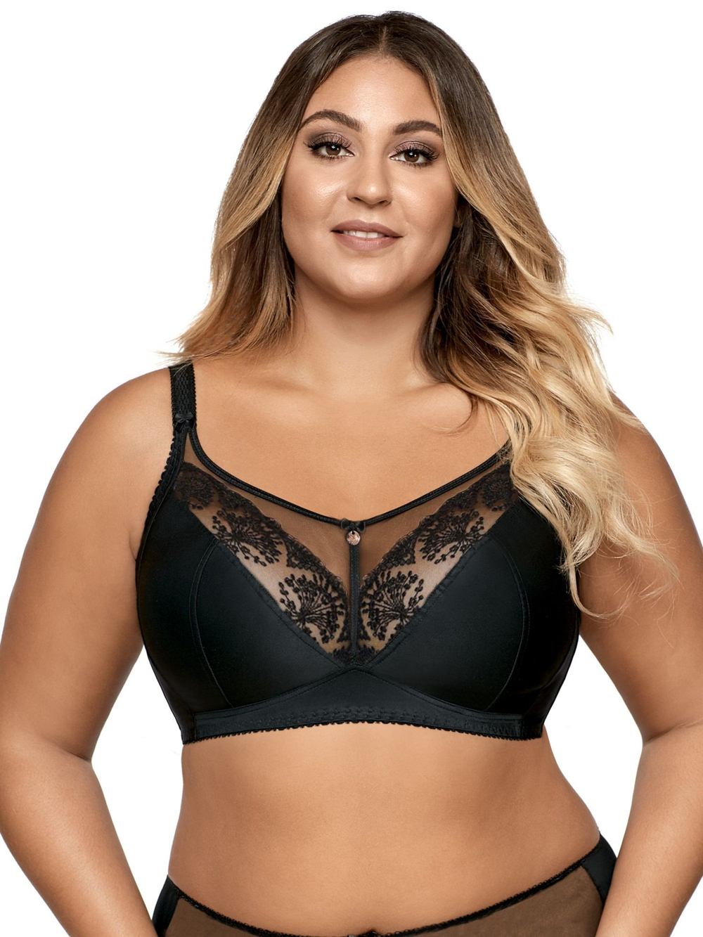 Бюстгальтер plus size с мягкими чашечками без косточек (Размер: 100F) (Цвет: бежевый)
