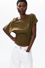 Тонкий трикотажный топ на одно плечо — Кремовый — H&M 1338432
