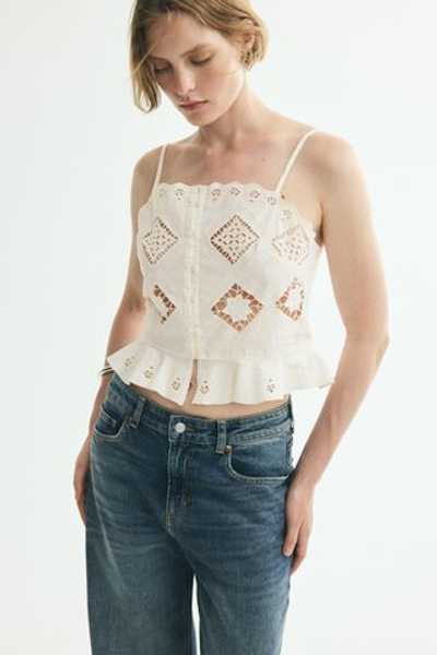 Короткий топ с вышивкой - H&M