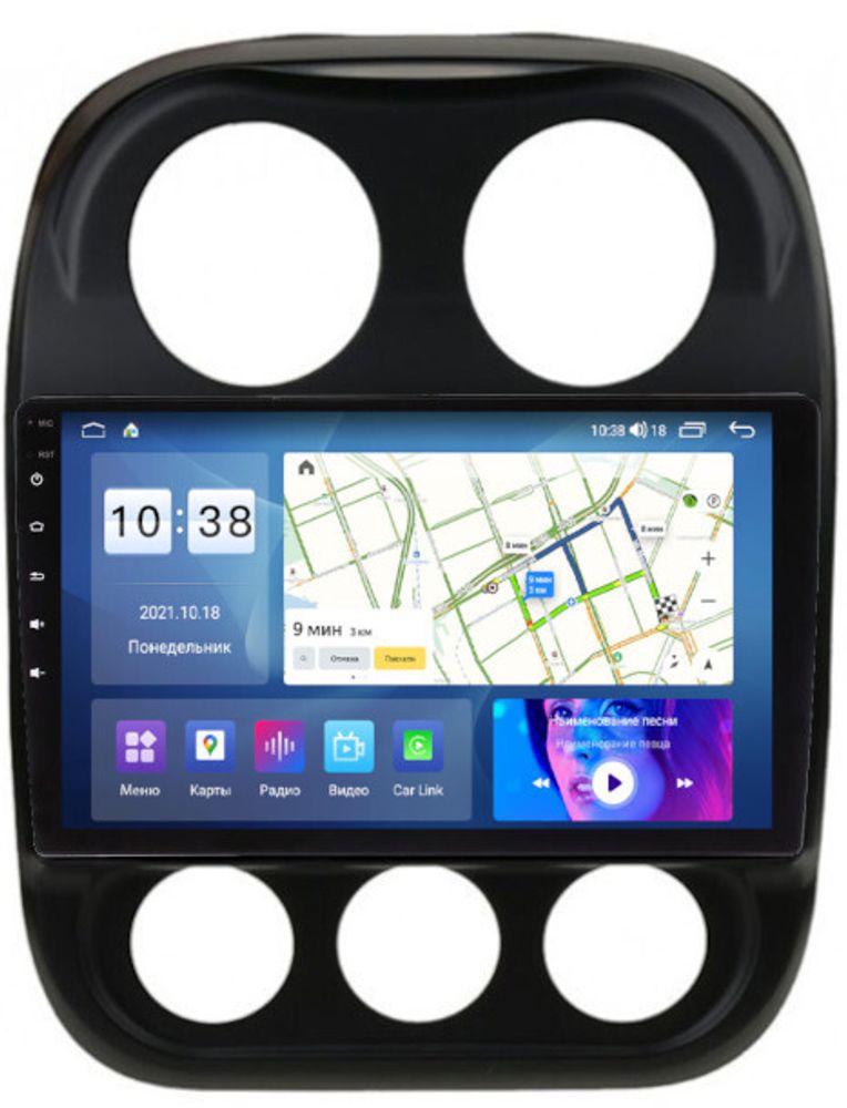Магнитола для Jeep Compass 2011-2015 - Parafar PF998UHD на Android 13, Быстрая, QLED, CarPlay, 4G SIM-слот