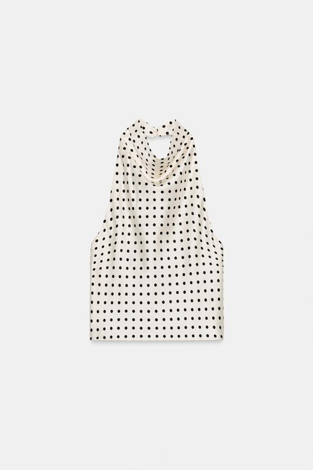 ZARA АТЛАСНЫЙ ТОП С ГОРЛОВИНОЙ ХАЛТЕР, БЕЛЫЙ/ЧЕРНЫЙ