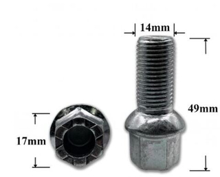 Болт-шпилька14х 48/27х1.50 колеса VW, ключ 17, сфера, цинк (VW)