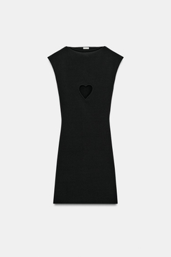 ZARA ТРИКОТАЖНОЕ ПЛАТЬЕ С ВЫРЕЗАМИ, ЧЕРНЫЙ