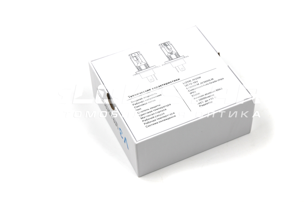 Светодиодные лампы H7 Sariti V3, 5500К, 12V, 25W Customizet-Grad chips (комплект, 2шт)