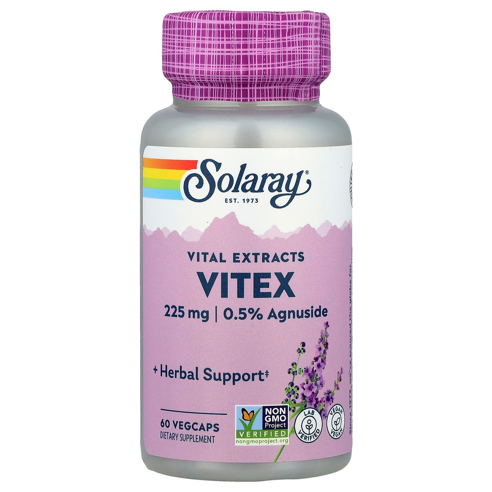 Solaray, Vital Extracts, витекс, 60 растительных капсул