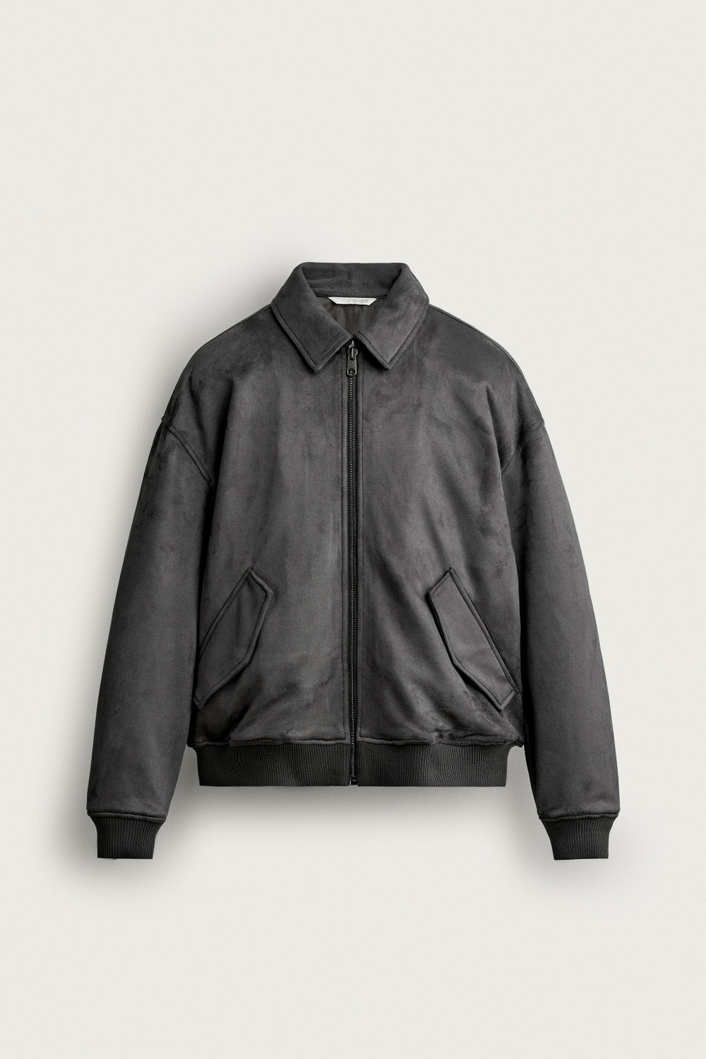 ZARA СТЕГАНАЯ КУРТКА ПОД ЗАМШУ, СЕРЫЙ