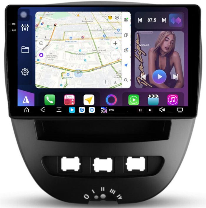 Магнитола для Citroen C1, Peugeot 107, Toyota Aygo - FarCar S500-TS20 монитор 10.36" 2K QLED на Android 14, Быстрейшая, CarPlay, 4G SIM-слот