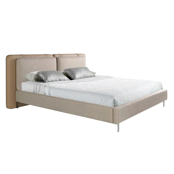 Кровать Angel Cerda 7154, 190х200 см из экокожи цвета норки и серой ткани