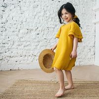 Платье муслиновое с крылышками "Горчица"