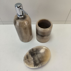 Набор из оникса 3 предм Grey NO-63257 дозатор, стаканчик, мыльница 151