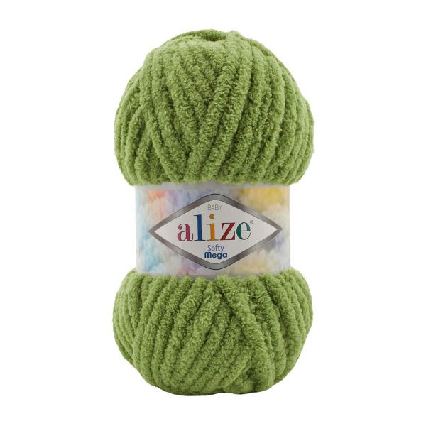 Пряжа Alize (Ализе) Softy Mega / уп.5 мот. по 100 г, 70м, 485 черепаха зеленая