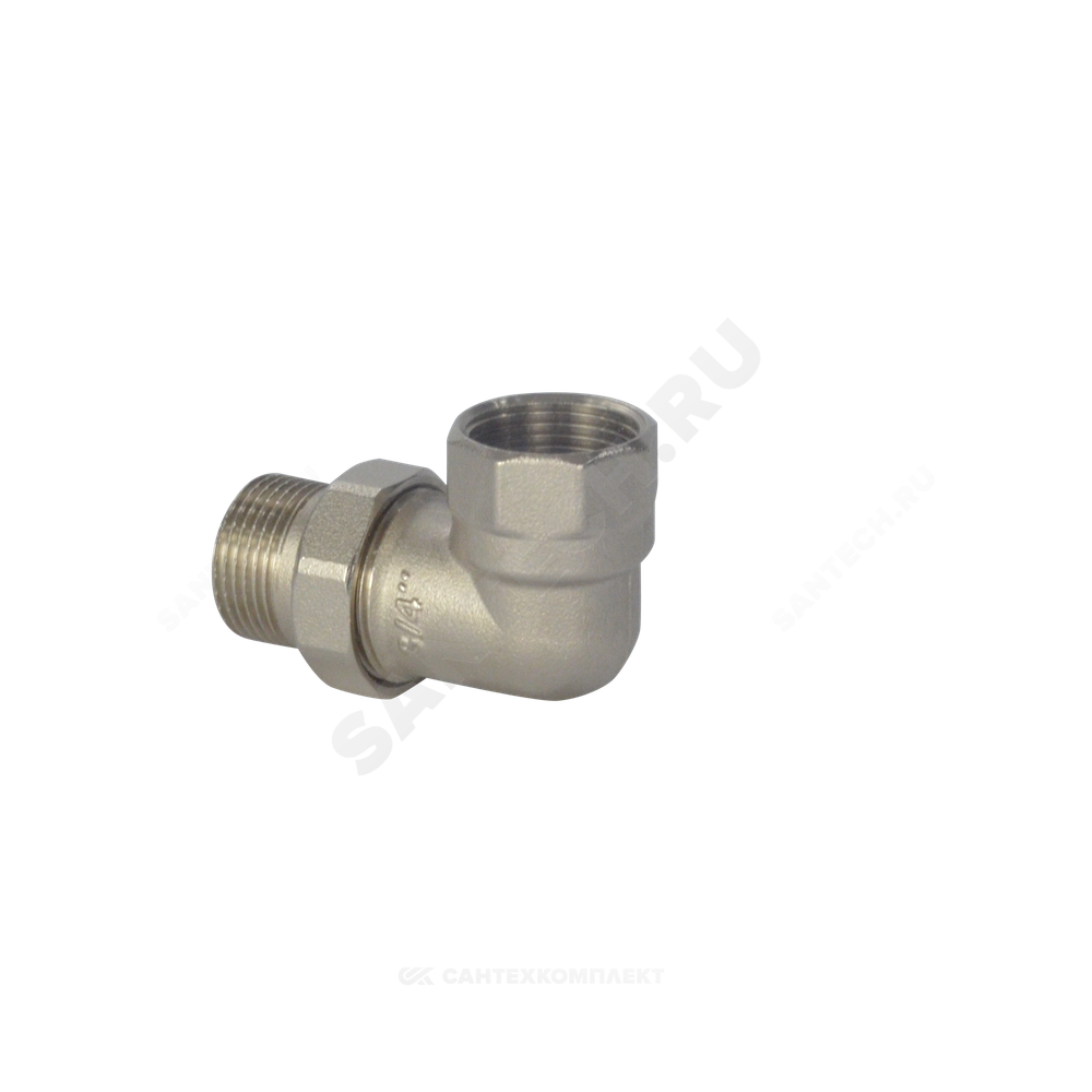 Соединитель латунь никель американка Ду 32 (1 1/4") угловой ВР/НР RTP (РосТурПласт) 25238