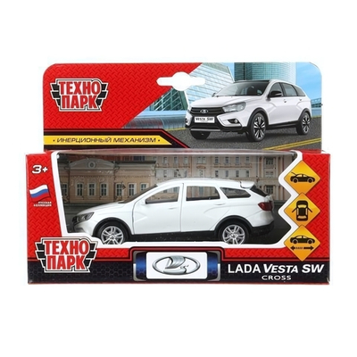 Модель ин. мет. "Lada Vesta SW Cross" 12см, двери, багаж, белый, коробка VESTACROSS-12-WH (72) (Технопа