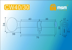 Цилиндровый механизм MSM CW 40/30 ключ/вертушка  Арт.12782