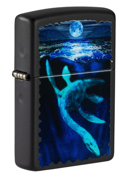 Зажигалка Zippo Lock Ness с покрытием Black Light, латунь/сталь, черная, матовая 38x13x57 мм