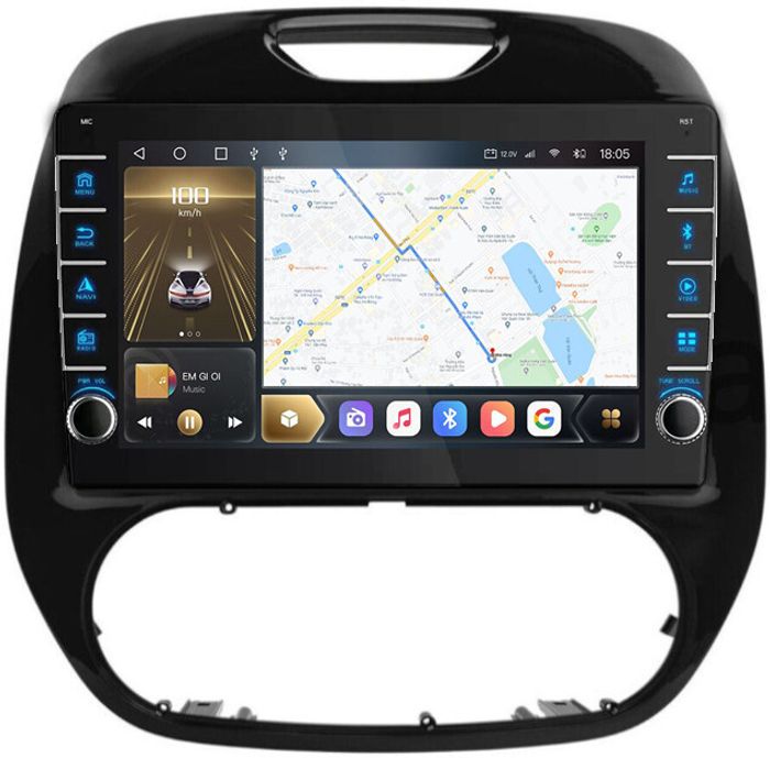 Магнитола для Renault Kaptur 2016+ (кондиционер) - Kuberg EW-9627-M (кнопки и крутилки), Android 12, Быстрая, CarPlay, 4G SIM-слот