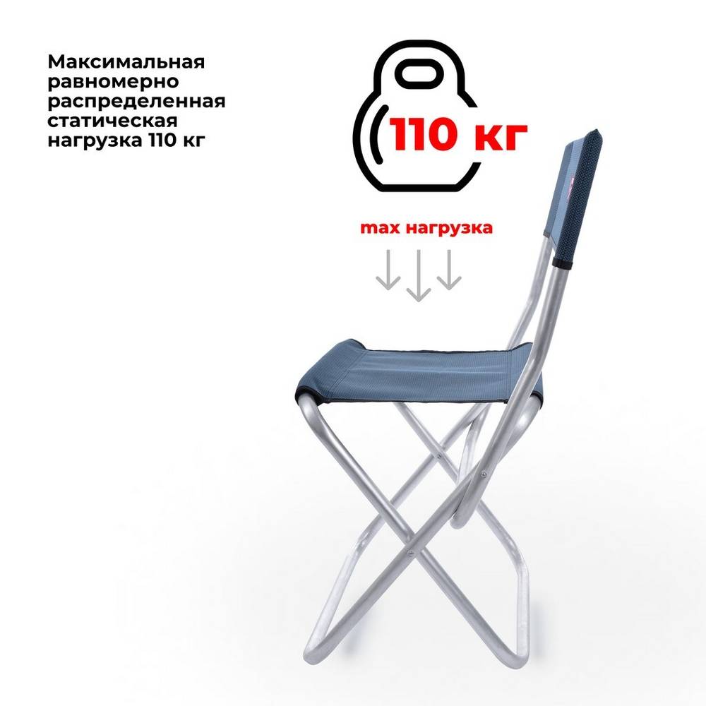 Стул большой со спинкой складной туристический/походный для рыбалки, синий, ХСН