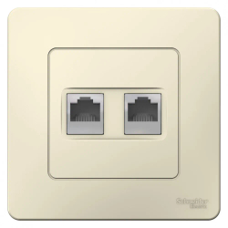 BLANCA С/У РОЗЕТКА двойная: комп.RJ45, кат.5E + телефон. RJ11, МОЛОЧНЫЙ