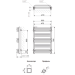 Полотенцесушитель Terma POLA 780/500 RAL9005 черный матовый