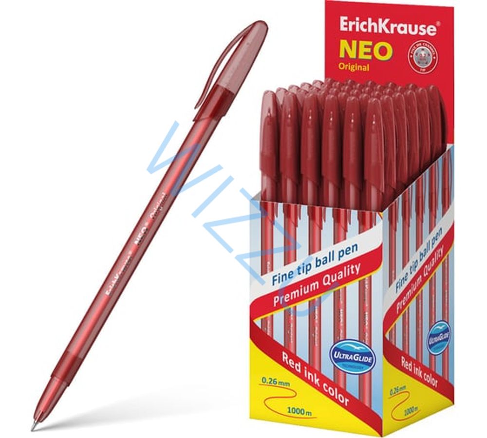 Ручка шариковая ErichKrause Neo® Stick Original 0.7, Super Glide Technology, цвет чернил красный (в коробке по 50 шт.) Арт-46517