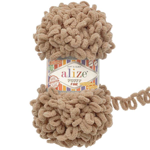 Пряжа Alize (Ализе) Puffy Fine / уп.5 мот. по 100 г, 14м, 329 молочно-коричневый A
