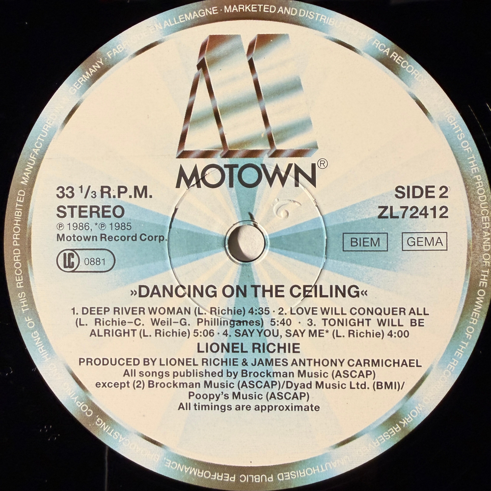 Lionel Richie ‎– Dancing On The Ceiling (Германия 1986г.)
