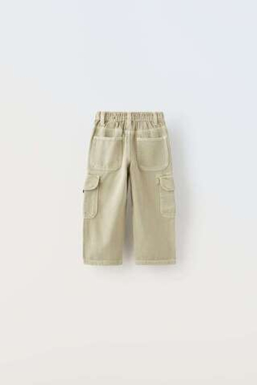 ZARA ДЖИНСОВЫЕ БРЮКИ КАРГО, СЕРО-ДЫМЧАТЫЙ