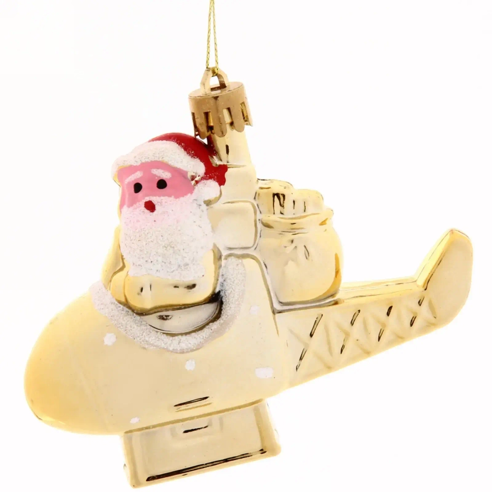 Ёлочные игрушки «Новогодний самолет» 9 см, микс (набор 3 шт)
