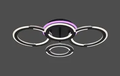 Люстра потолочная светодиодная Rilon 3008/2+2 BK+RGB, 112 Вт, чёрная