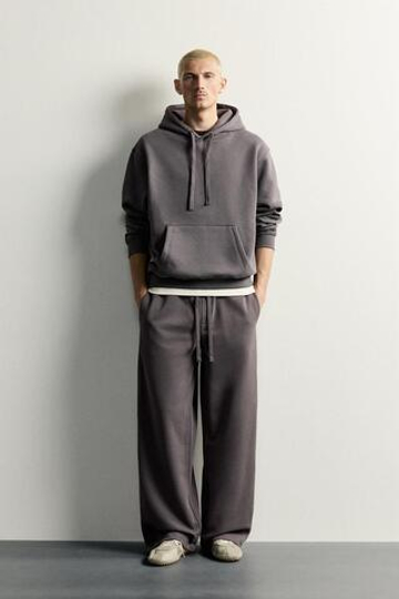 ZARA БАЗОВЫЕ СПОРТИВНЫЕ БРЮКИ LOOSE FIT, ТЕМНЫЙ АНТРАЦИТ