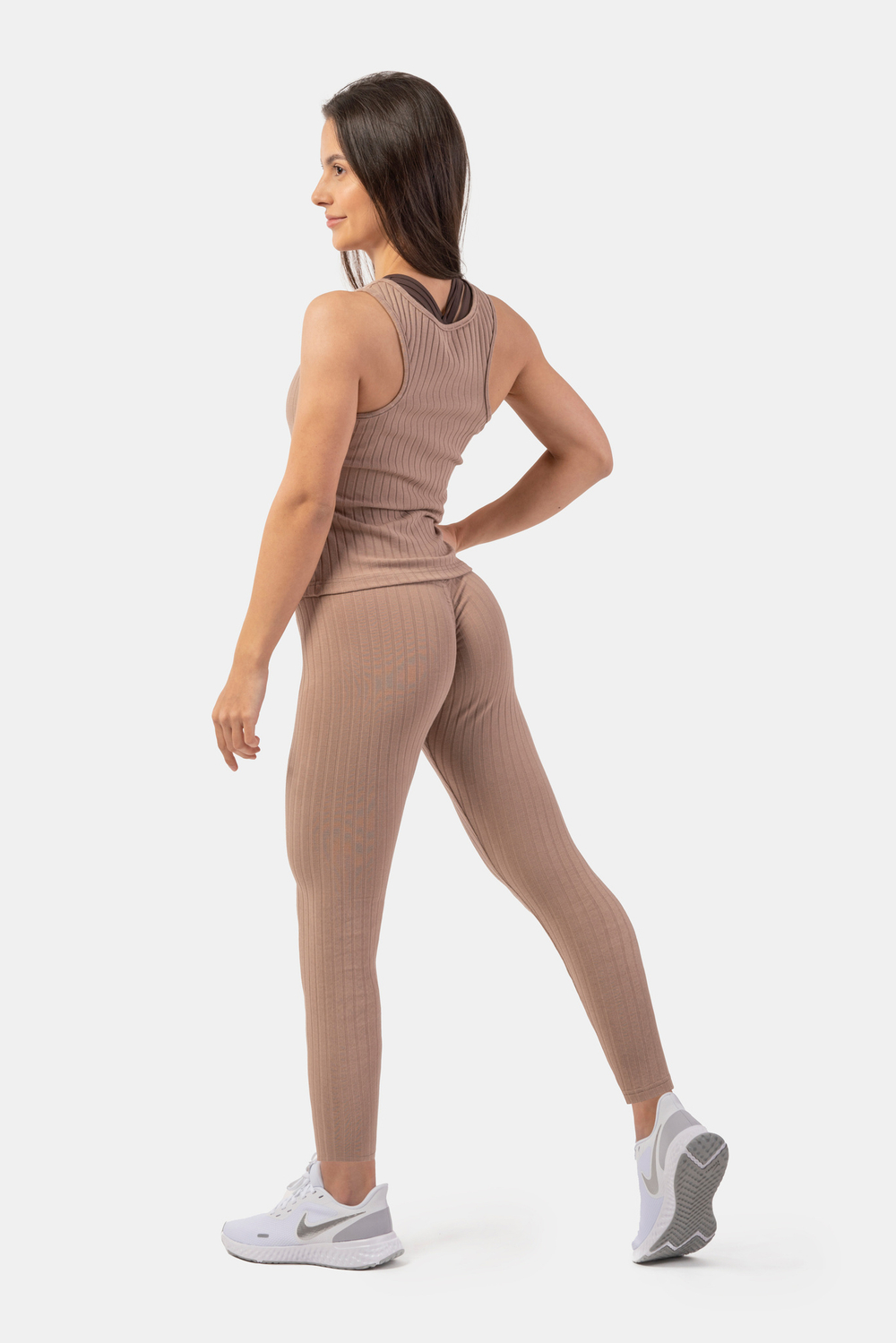 Леггинсы ORGANIC COTTON RIBBED HIGH-WAIST LEGGINGS 405 Бежевые