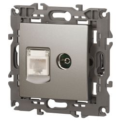 Розетка ЭРА Elegance 14-3110-16 RJ45+TV, титан | Эра Elegance
