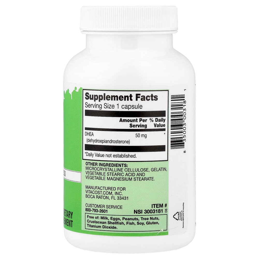 Vitacost, DHEA, 50 mg, 300 Capsules