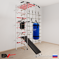 Шведская стенка Sv Sport 56510 (Турник рукоход/Брусья/Стойка/Скамья/Канат/Лестница/Цепь/Мешок 15кг/Канатный лаз)