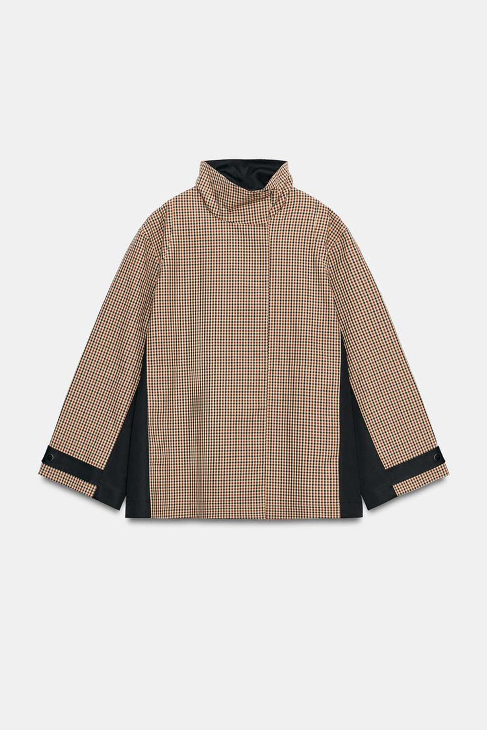 ZARA КОРОТКАЯ ПАРКА В КЛЕТКУ — ZW COLLECTION, КОРИЧНЕВЫЙ/ЭКРЮ